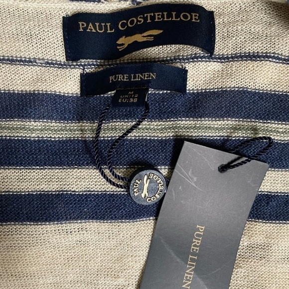 NWT Paul Costelloe Wrap Sweater Linen Striped Jumper Women’s - Picture 6 of 8